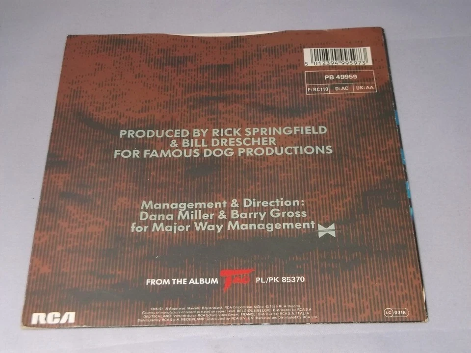 Rick Springfield:   State of the heart   orig UK   EX  7" - Image 2 of 4