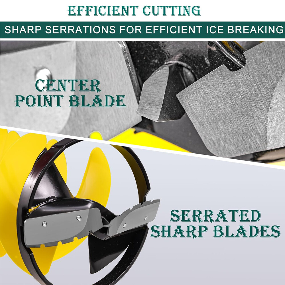 Ice Fishing Auger 40'' Cordless Ice Augers with Plate Universal Adapter Yellow