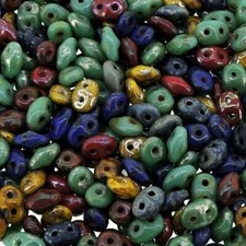 Czech Superduo Two-hole Seed Beads Super Duo 5x2.5mm Raku Mix 22.5GM SD-MIX127