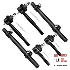6pcs Suspension Kit Front 2 Inner 2 Outer Tie Rod Ends 2 Tie Rod Adjusting
