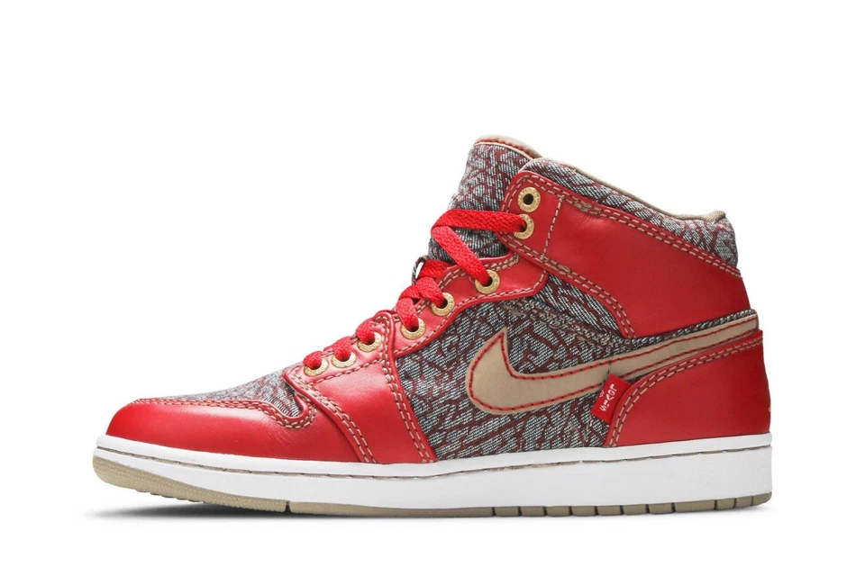 Levi’s®︎ × Nike Air Jordan 1 23 501 Mid Denim Pack Rojo 332083-435 Para hombres Talla Foto 4 de 4