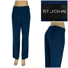 St John Womens 6 Pants Blue Wool Blend Straight Relaxed Casual Made In USA