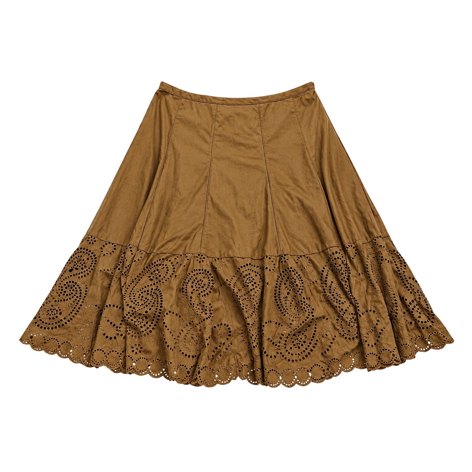 Vertical In Line Support Coldwater Creek Faux Suede Eyelet Paisley A-Line Skirt Womens 1X Brown ...