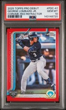 2025 TOPPS PRO DEBUT CHROME-RED REFRACTOR #41 GEORGE LOMBARD JR. 2/5 PSA 10