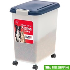 Airtight Pet Food Storage Container W/ Wheels Cats Dogs Birds 33Qt 30Lbs New