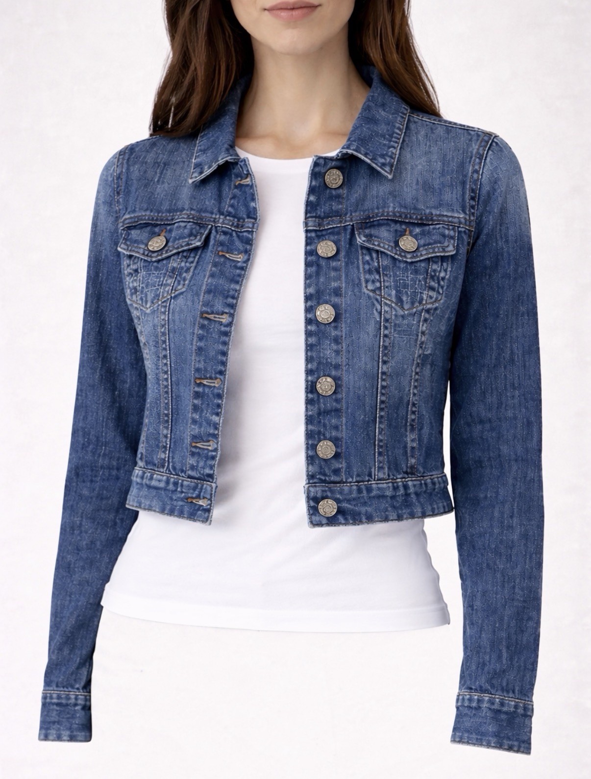 Iris Basic Women’s Cropped Denim Jacket Size S Me… - image 1