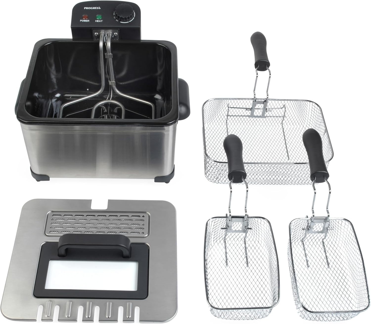 Progress 5L Deep Fat Fryer -2 x 2.5L Cool-Touch Handle, Anti-Slip 2000W -EK6669P