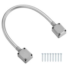 Armored Door Cords with Aluminum End Cap Set 17" Length 0.5" OD, Silver