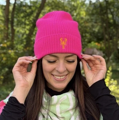 NEU ❤️Zwillingsherz ❤️Luxus Mütze „Lobster“ 100% Kaschmir, pink bestickt