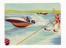 Granose Shipping card. Water skiing in the Bay of Cannes, France