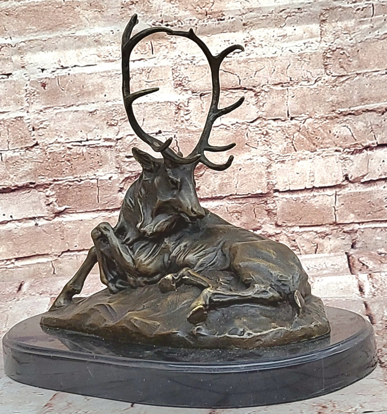 Stag Elk Deer Buck Hunter Bronze Marble Statue Sportsman Bookend Wildlife Art