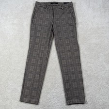 NWT Liverpool Kelsey Knit Trouser Pant Womens 4 Brown Plaid Straight Leg