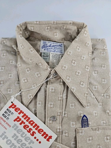 VTG 1980 Mens Rockmount Ranch Wear Button Down Shirt Size M 15 1/2 Rodeo Country - Picture 5 of 7
