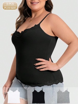 3 Pack Lace Camisole Tops in Plus Sizes for Any Occasion Cheap24