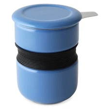FORLIFE Curve Asian Style Tea Cup with Infuser and Lid, 12-Ounce, Blue