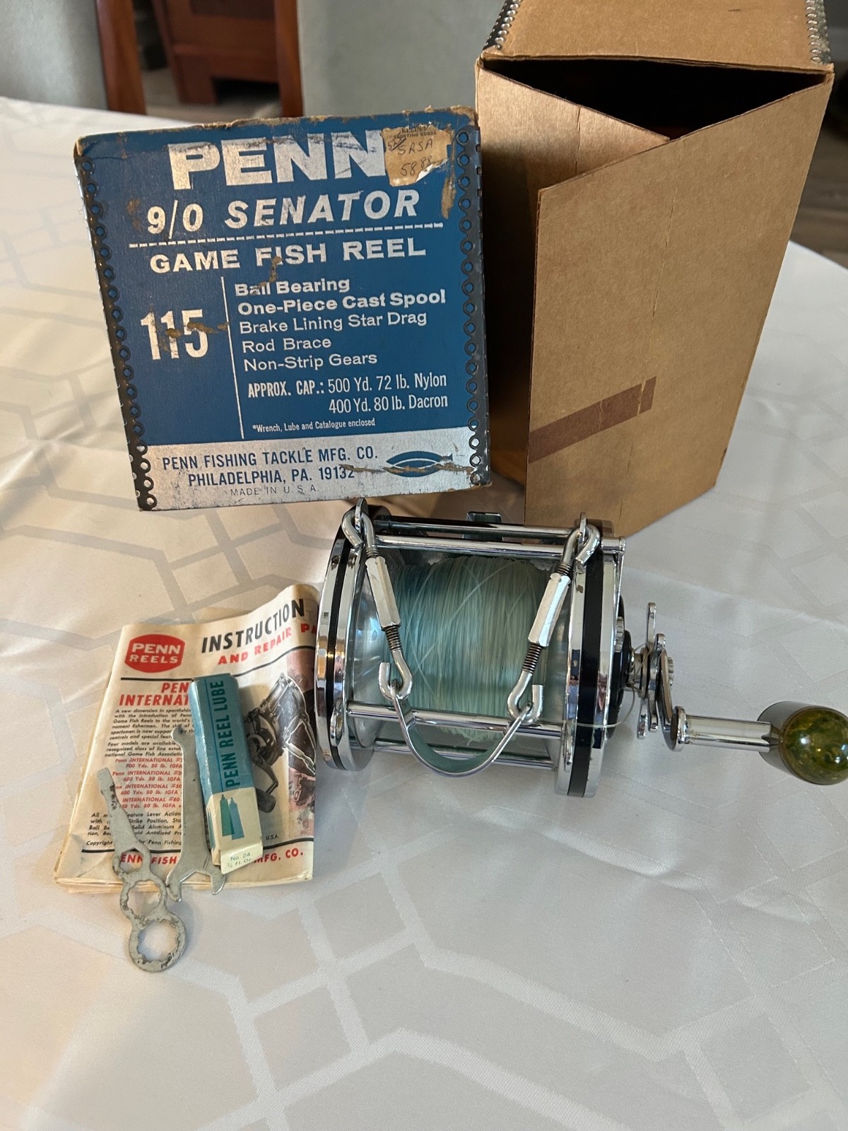 Penn Senator 115 9/0 Game Fish Reel Unused in Original Box - Green Handle - USA