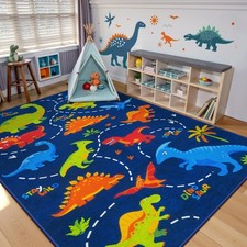 Large 5x7 Area Rugs Washable Kids Rug for Bedroom, Soft Bule Cartoon Dinosaur...