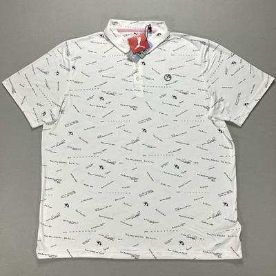 539557_01 Puma x Arnold Palmer Mens Cloudspun Scorecard Polo White Black Size XL