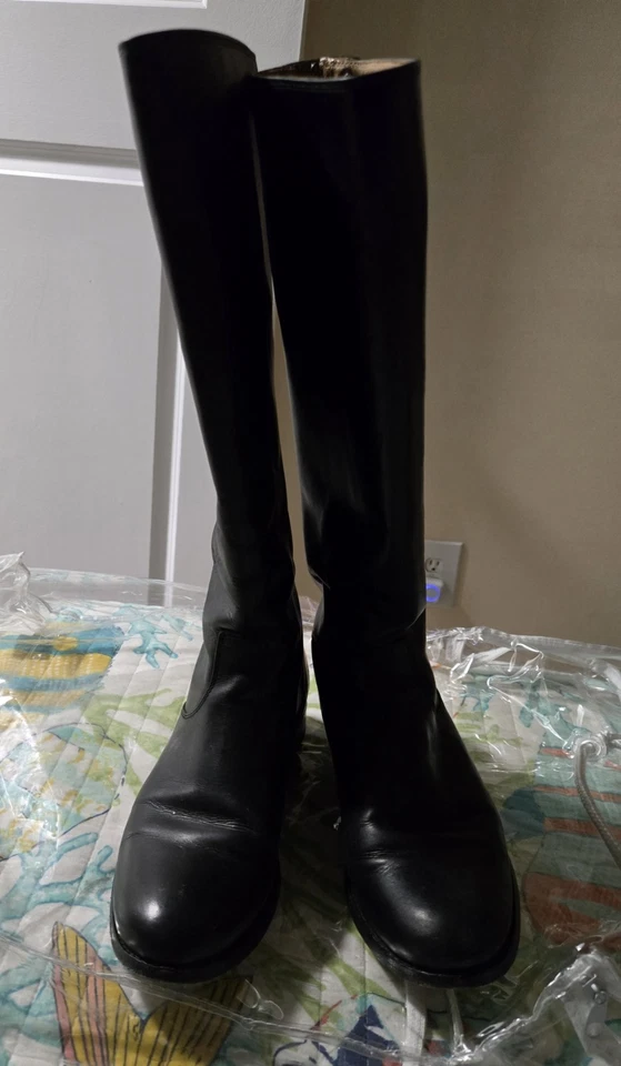 Botas altas Frye MELISSA con botones talla 9B botas de equitación de cuero para mujer negras Foto 3 de 4