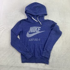 Nike Just Do It Blue Pullover Long Sleeve Light Hoodie Women's Small