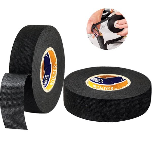 2Pcs Gewebeband Kabelbaum Klebeband Schwarz Isolierband KabelbäUme Band Automoti-image
