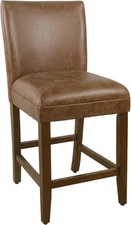 by Kinfine Fabric Upholstered Parsons Leatherette Counter Height Barstool Chair 