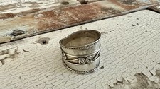 Wide Sterling Silver Boho Band Ring with Swirl Design sizes 6.5, 9