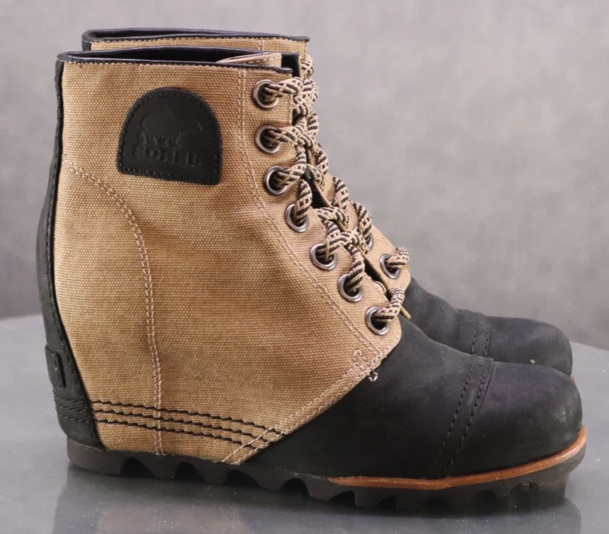 Sorel PDX $180 Mujer Botines Impermeables Botas Talla 6.5 Cuero Lona Tostado Foto 4 de 4