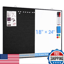 ARCOBIS 24x18 Linen Cork Board White Board Combo Wall Bulletin Dry Erase
