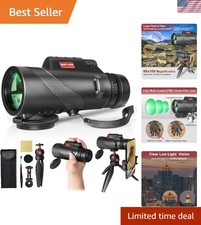 80x100 Monocular Telescope for Smartphones - High Powered HD Monocular with T...