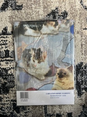Carnation Home Fashions Kitty Heaven Vinyl Shower Curtain Cats 72x72 - Vintage