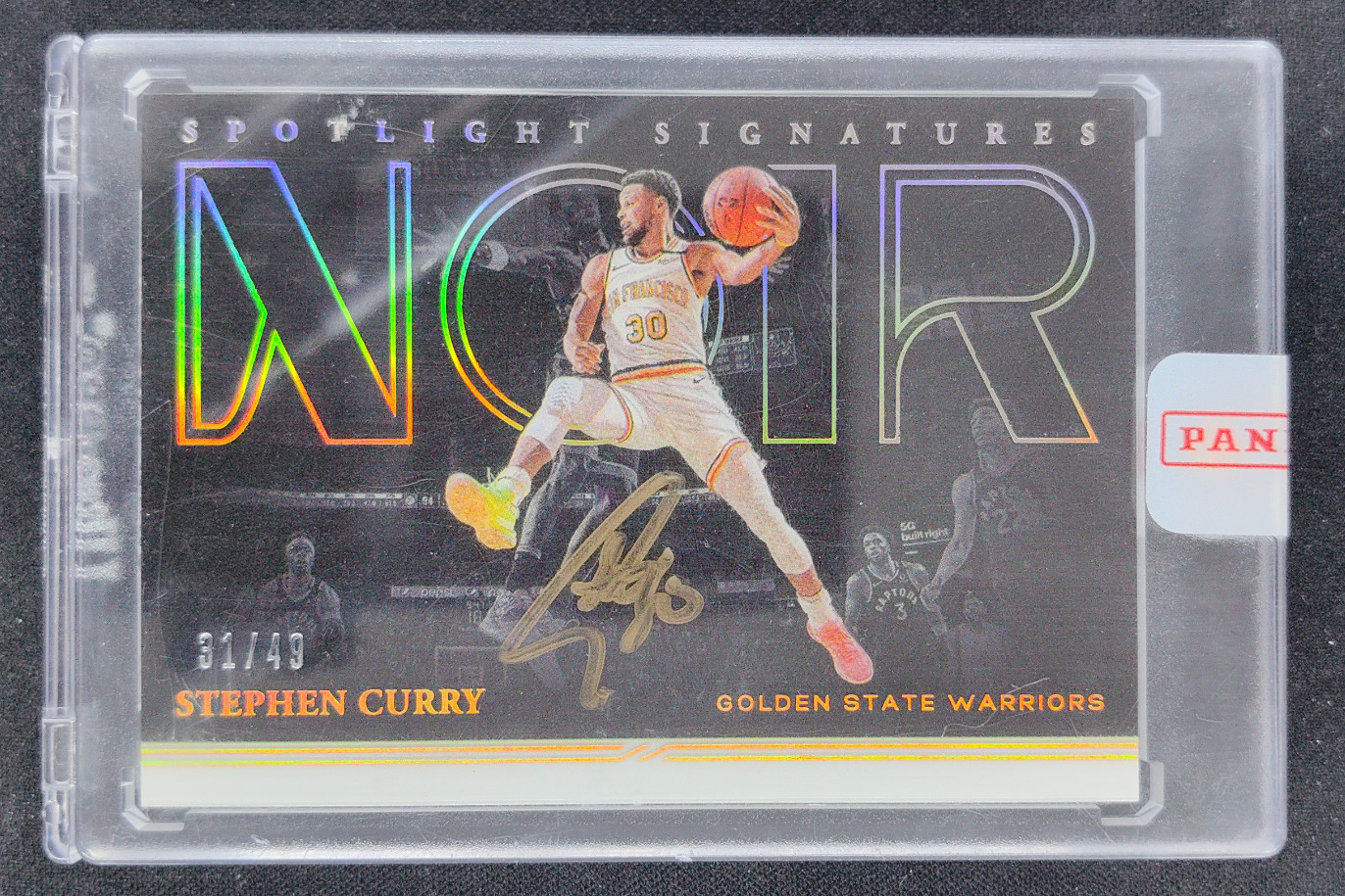 20-21 Panini Noir Stephen Curry Spotlight Signatures Horizontal Auto /49 Encased