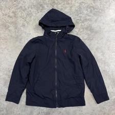 Polo Ralph Lauren Jacket Youth Medium 10-12 Navy Hooded Full Zip Pony Logo