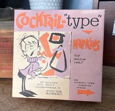 Vintage Cocktail Type Napkins Funny Silly Anne Leaf In Original Box by Monogram