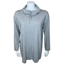 Pure Jill J Jill Cowl-Neck Seamed Tunic L Pullover Gray Modal Blend