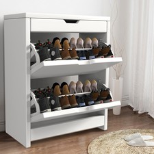 Schuhschrank Schmal Schuhkipper mit 2 Flip-Schubladen, Schuhregal Schuhständer