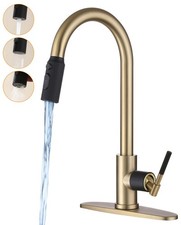Gold Kitchen Faucet -High Arc Single Handle Stainless Steel Kitchen Sink Fauc...