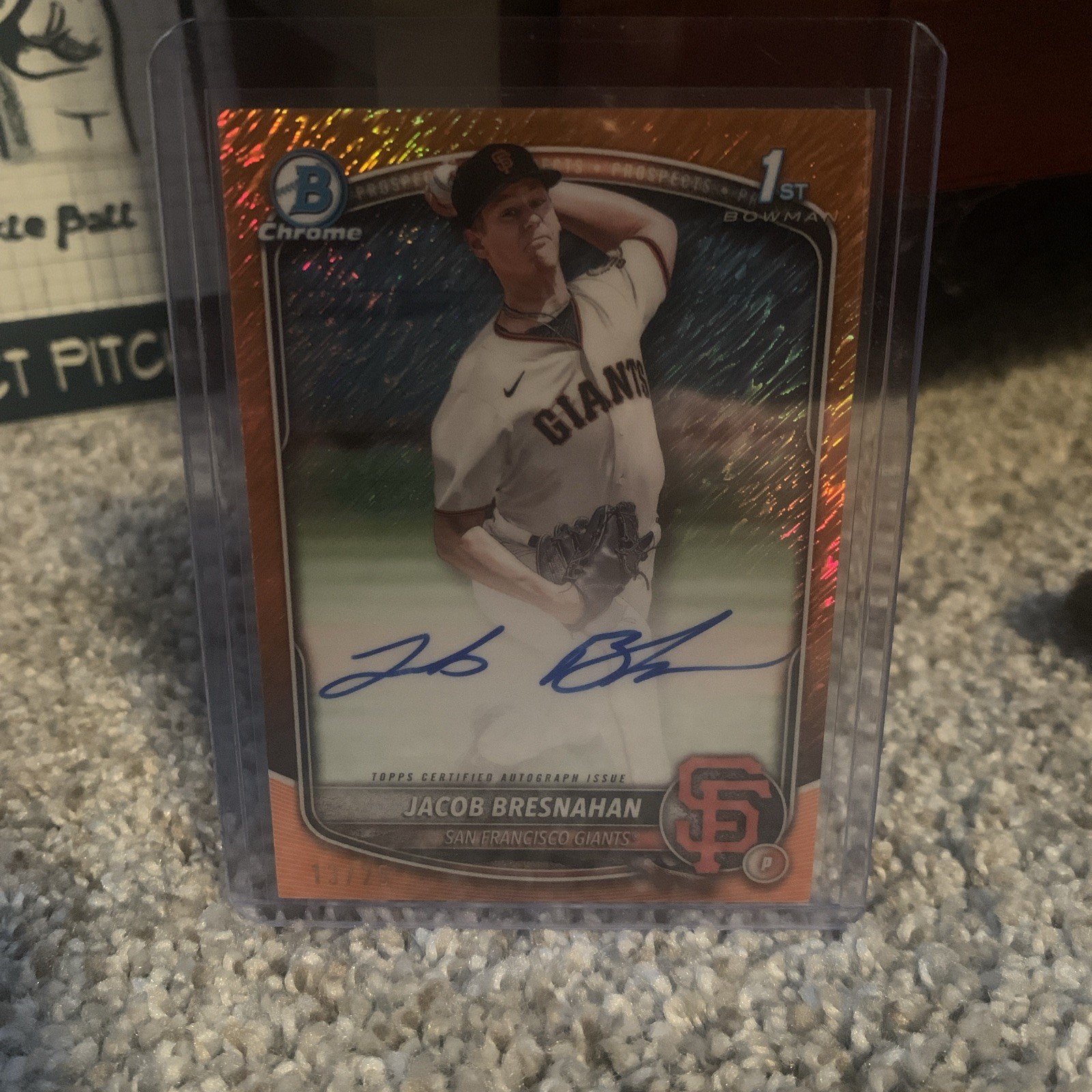 2025 Bowman Jacob Bresnahan /25 Orange Wave 1st Chrome Prospect Auto #CPA-JBR