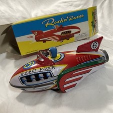 Vintage Rocket Racer Friction with Siren Tin Toy MF 735 Made China Original Box