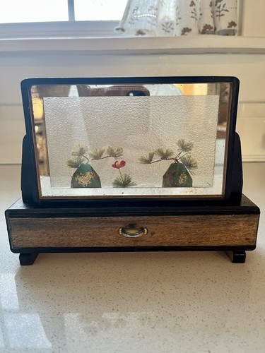 Vintage Mid-Century Japanese Trinket Diorama Shadow Box Post Card Holder