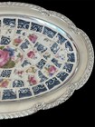 Vintage Silver Plated Tray with Floral Tile And Mosaic Inlay 9.5” X 6.5” — photo 3