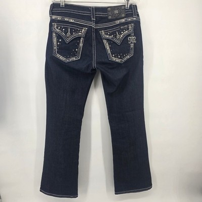 Miss Me Easy Boot JE5085ER Dark Wash Embellished Bootcut Jeans Womens 28 Y2K
