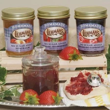 Lehman's Homemade Jam Sampler Gift Box with No Sugar Added 3 Flavors 8 oz Jars