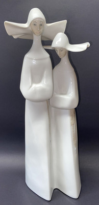 Lladro Figur ZWEI NONNEN Hochglanz 13'' Groß Made in Spain