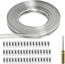 66FT Stainless Steel Hose Clamp Kit with 50 Fasteners, Adjustable