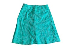Talbots Women's Floral Lined Embroidered Green White Skirt zip VTG NWT Sz 8
