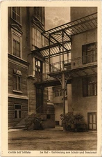Old postcard AK Merano Courtyard of the Im Hof Institute ITALY (1492357)