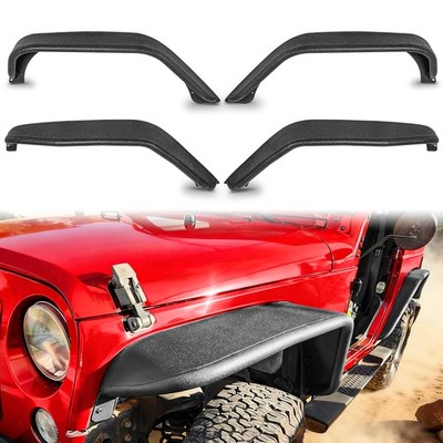 4x Front & Rear Fender Flares Flat Mud Guards For 2007-2018 Jeep Wrangler JK JKU