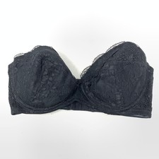 Vintage Victoria's Secret Bra Women's Sz 34D Strapless Lace Lightly Lined Black