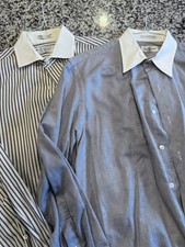 Lot Of 2 Paul Fredrick Dress Shirt Men's 15.5-33 Blue Button Up Long Sleeve BLN